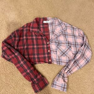 Color Block Cropped Flannel